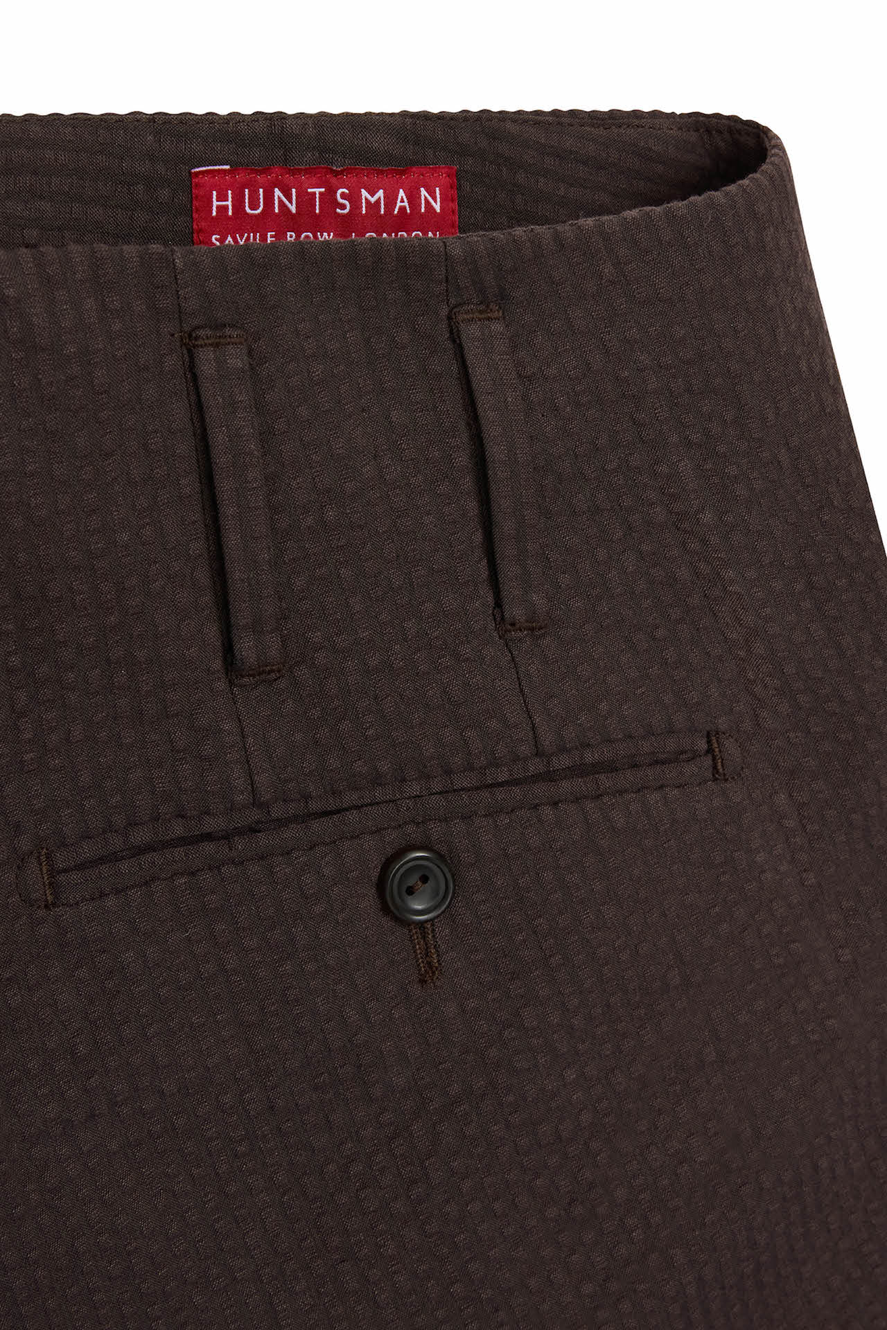 Brown Cotton Seersucker Hollywood Trousers