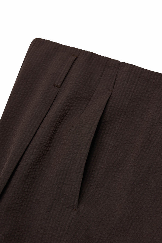 Brown Cotton Seersucker Hollywood Trousers