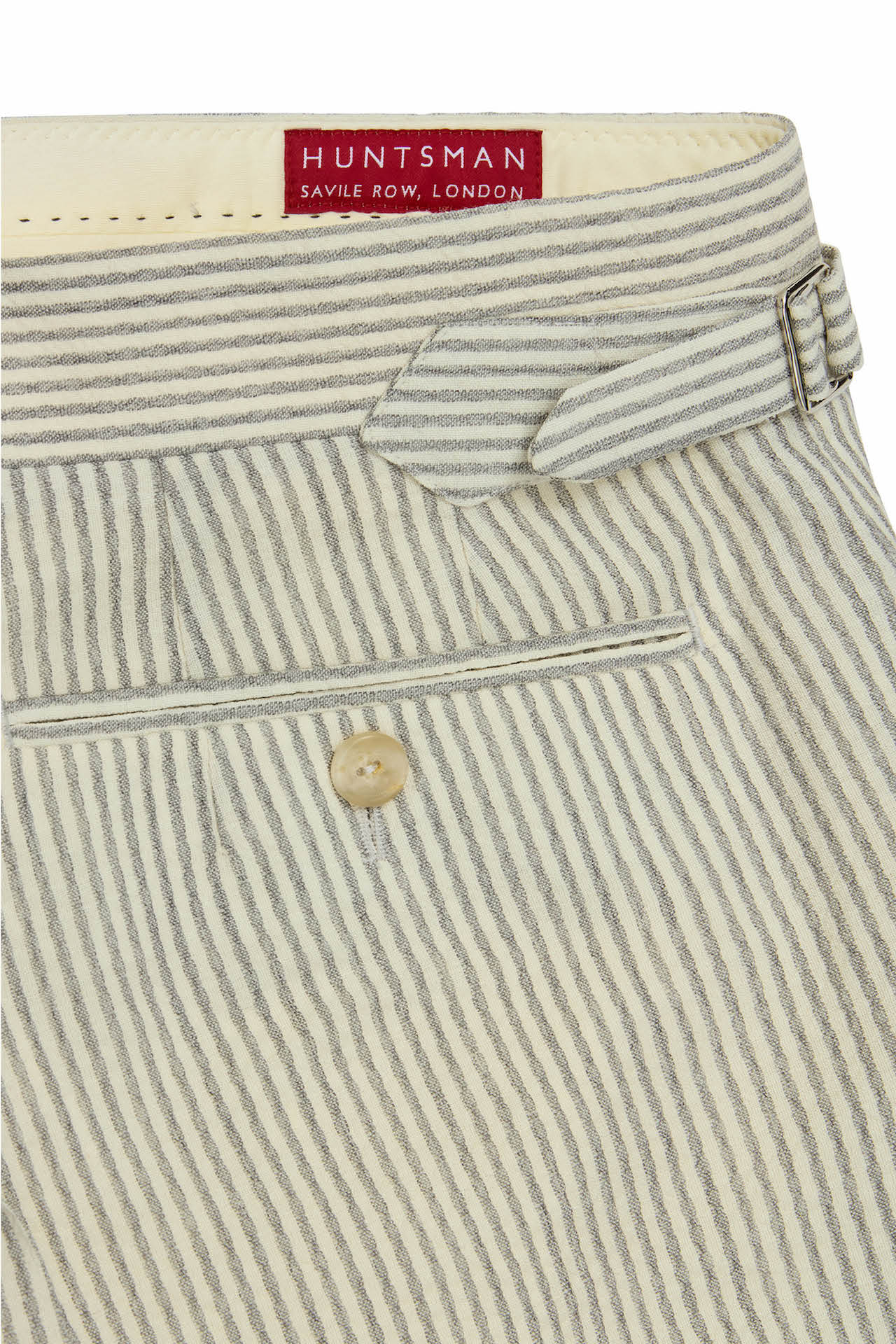 Grey/White Seersucker Striped Dress Shorts