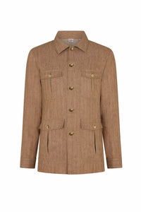 Bisque Linen Herringbone Safari Jacket