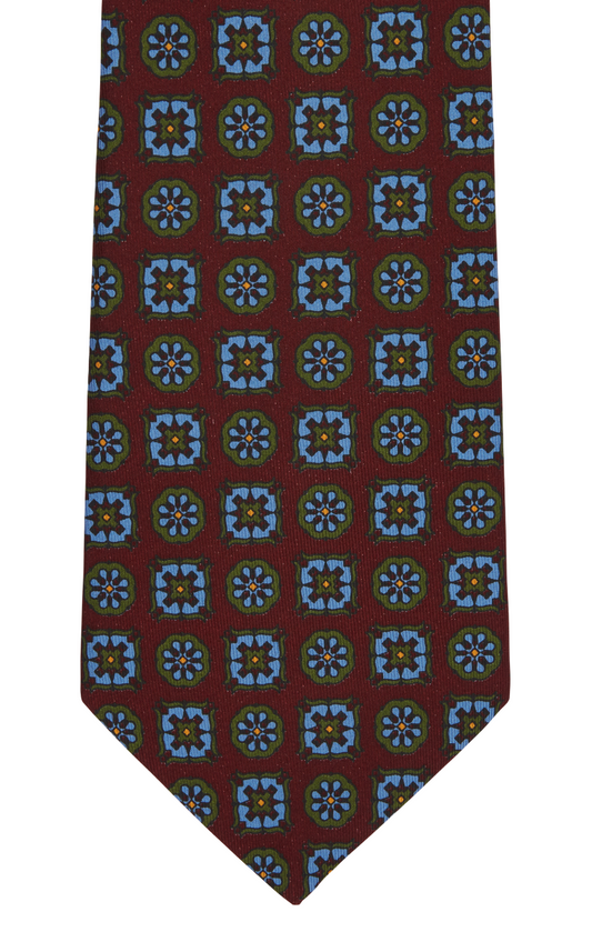 Claret and Green Madder Silk Tie