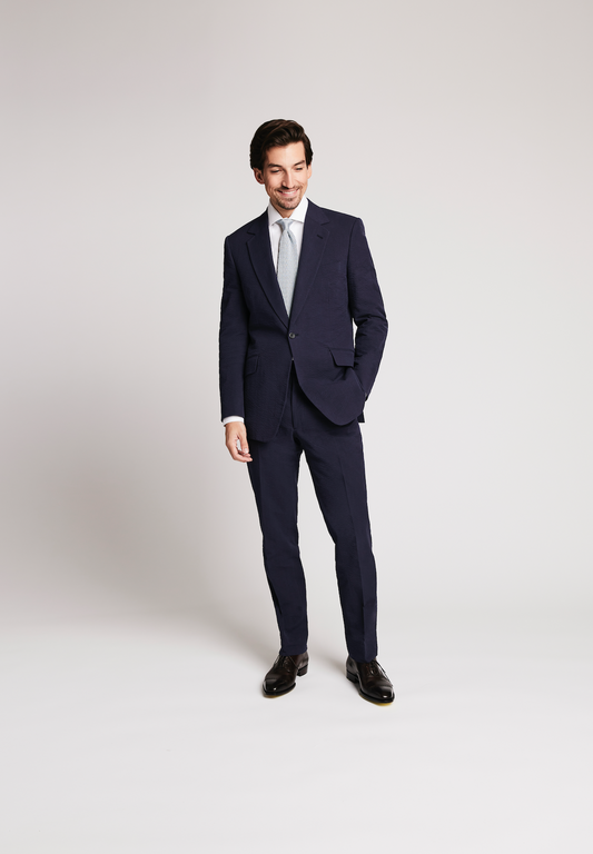 Navy Cotton Seersucker Suit