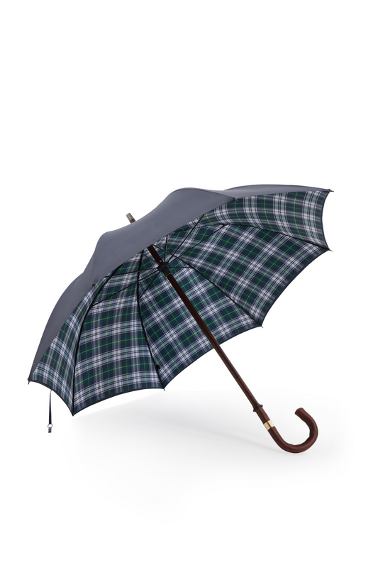 Navy & Natural Cherrywood Double Canopy Umbrella