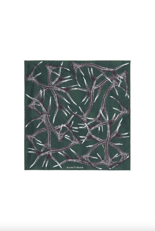Green Silk Stag Pocket Square