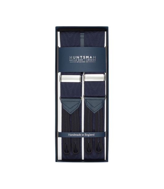 Navy Silk Moire Braces
