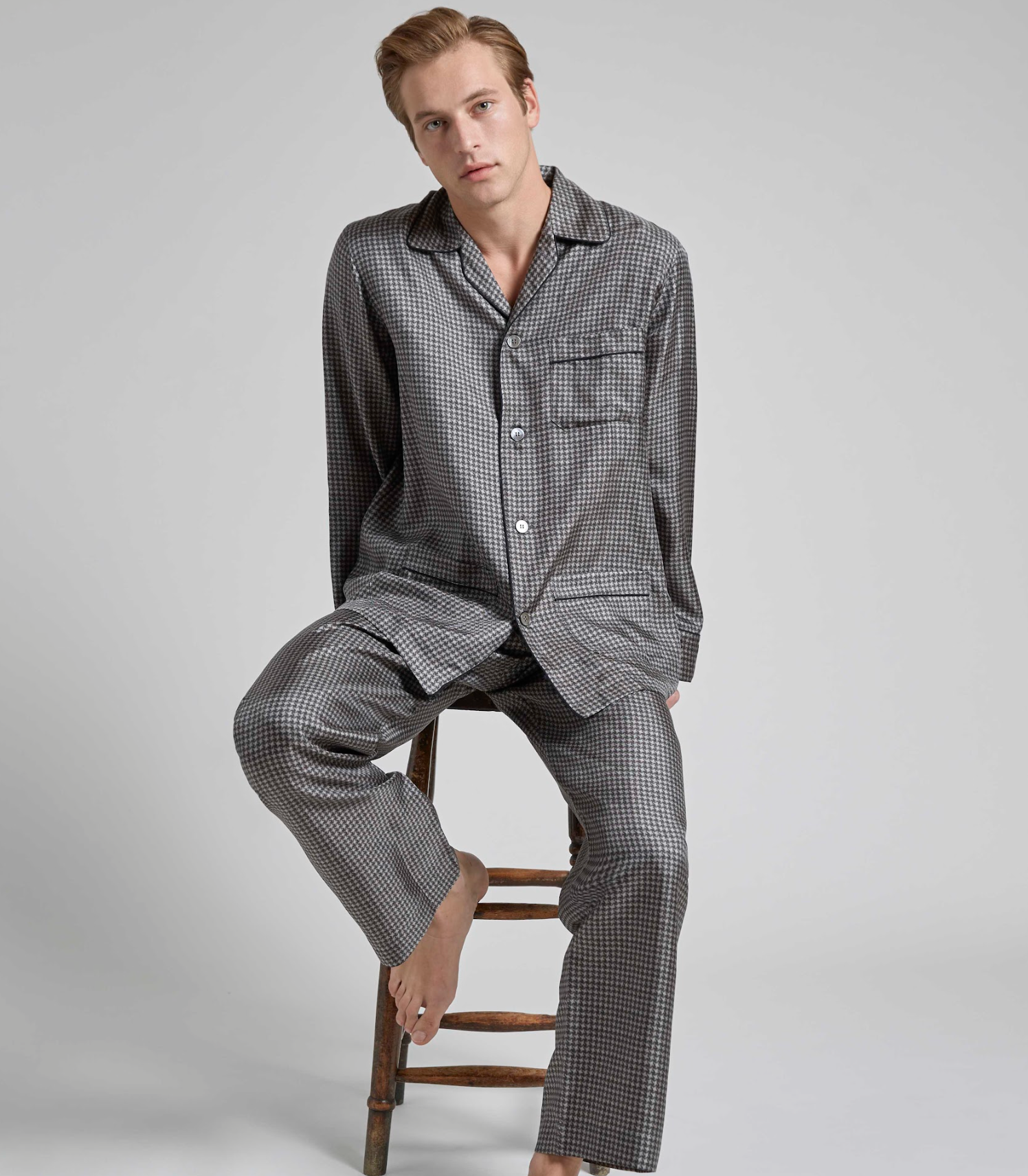 Beige Norfolk Silk Pyjamas