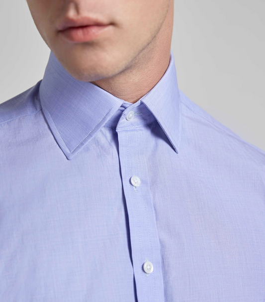 Sky Cotton End on End Single Cuff Shirt