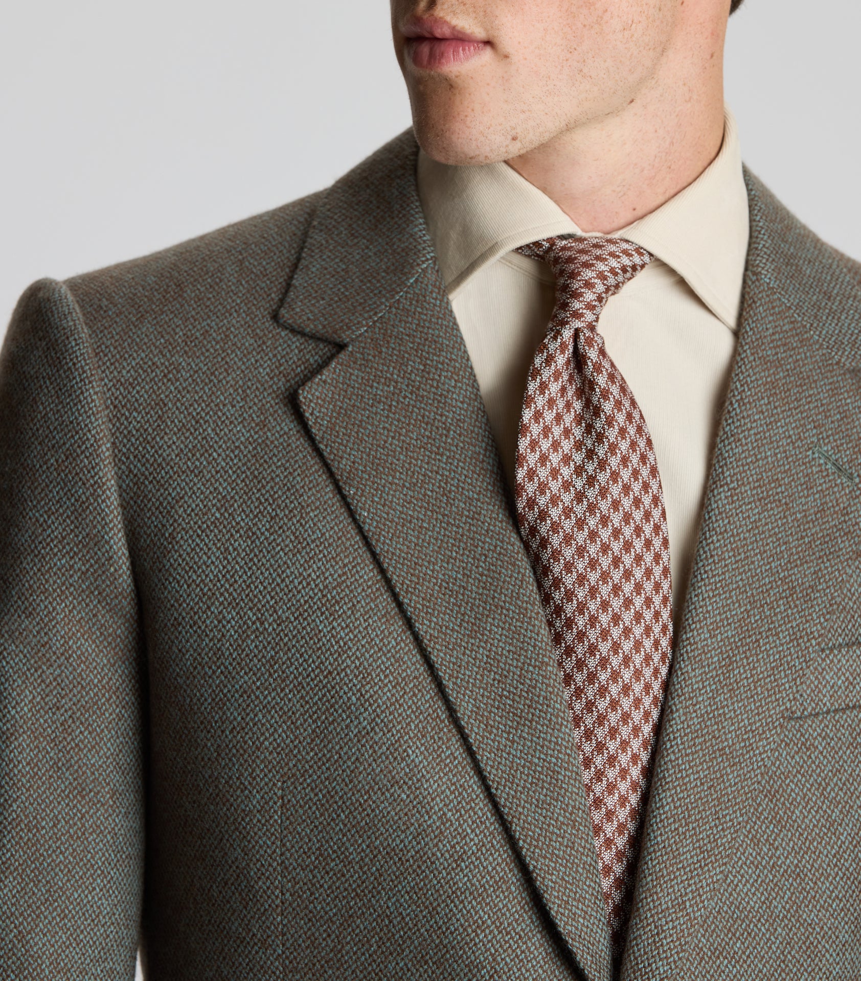 Sea Green/Amber Cashmere Broken Twill Single Breasted Jacket