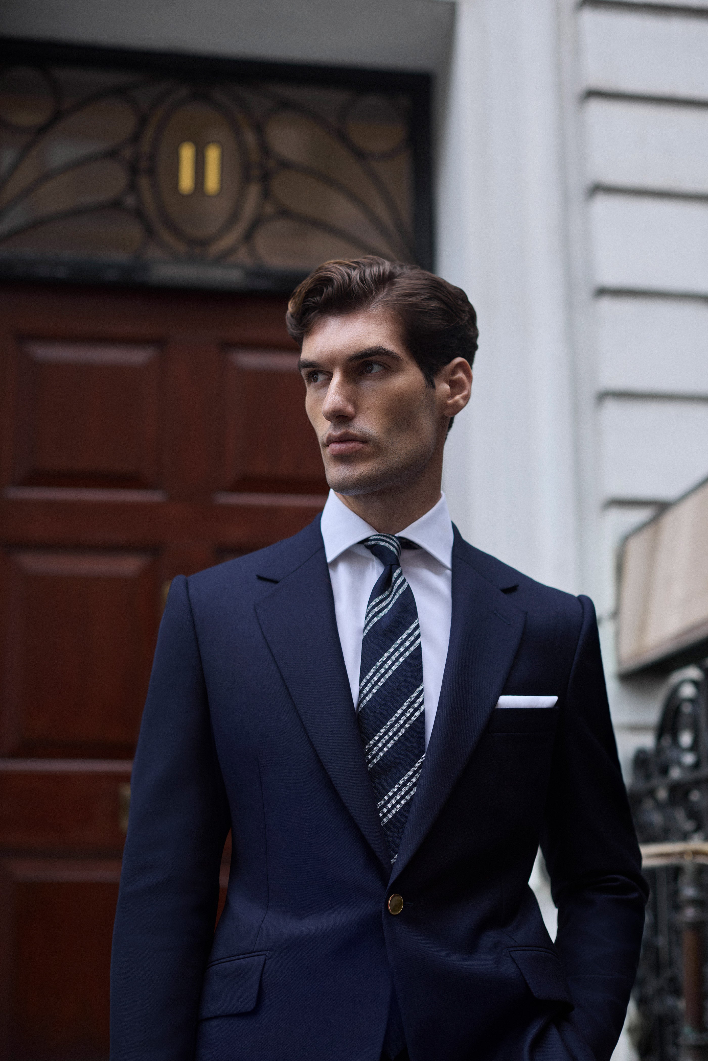 Navy Wool Single Breasted Blazer – Huntsman Savile Row