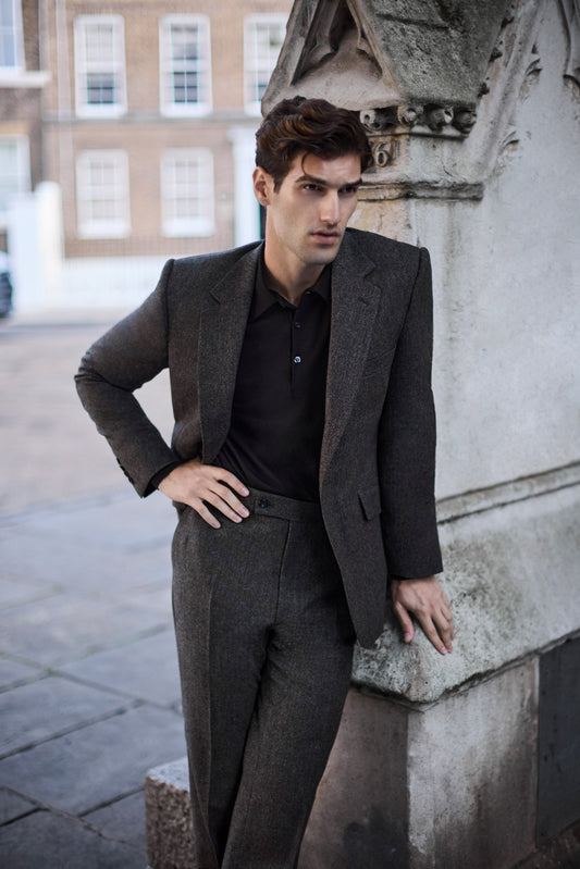 Brown Tweed Single Breasted Suit