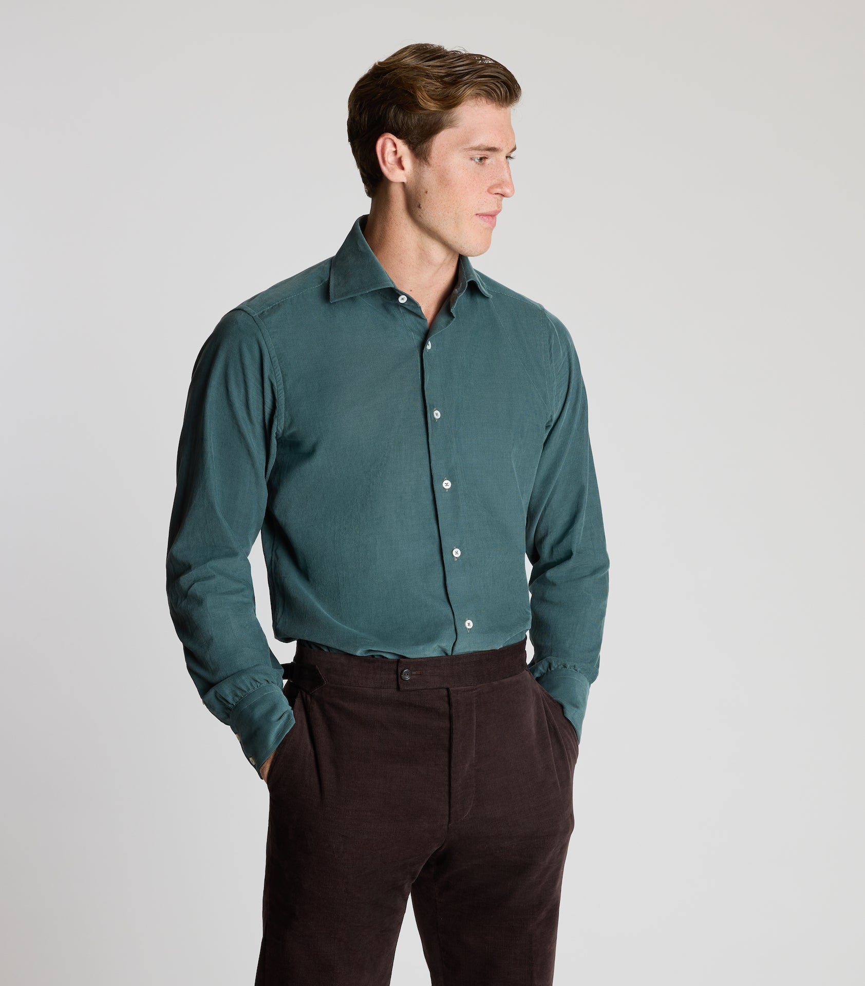 Teal Cotton Cord Shirt