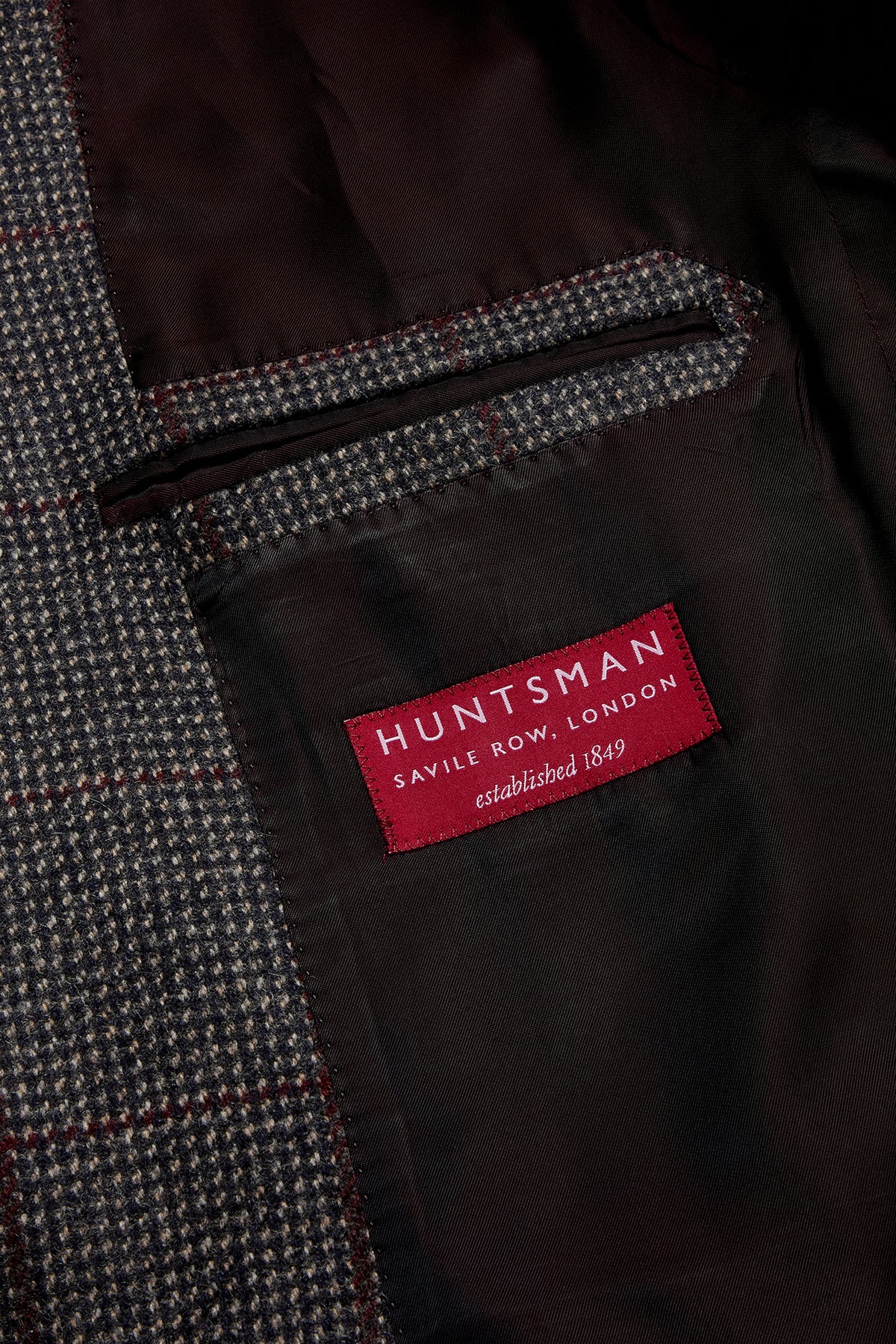 Navy/Burgundy Cashmere Hairline Check Single Breasted Jacket