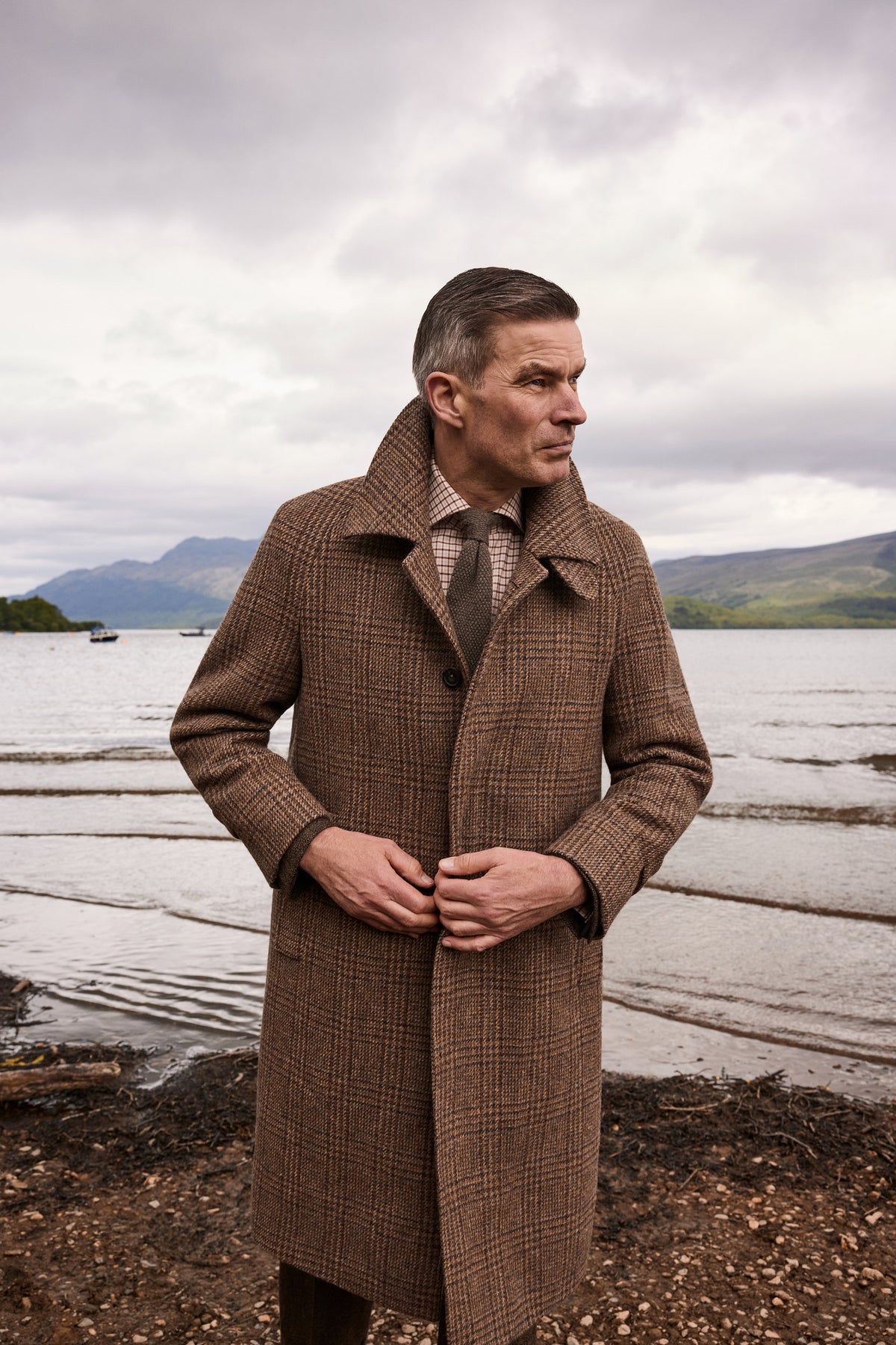 Brown Tweed Balmacaan Overcoat