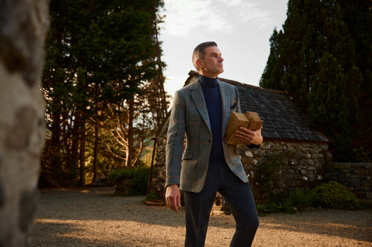 Grey Tweed House Overcheck Single Breasted Jacket
