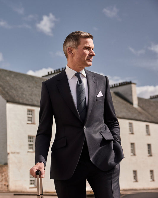 Navy 4ply London Shrunk Single Breasted Suit
