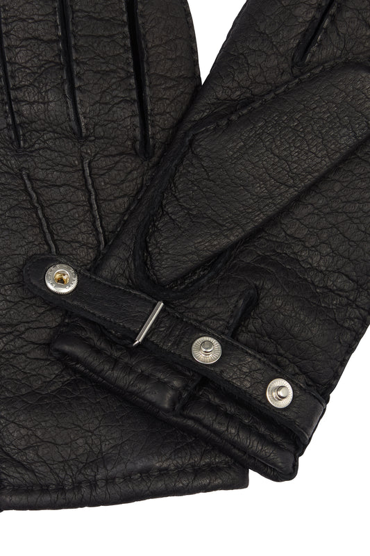 Black Hand Sewn Peccary Leather Gloves
