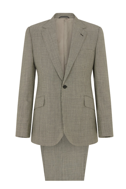 Black/White Micro Puppytooth Single Breasted Suit
