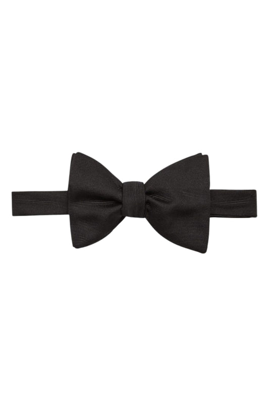 Black Silk Ribbed Bow Tie