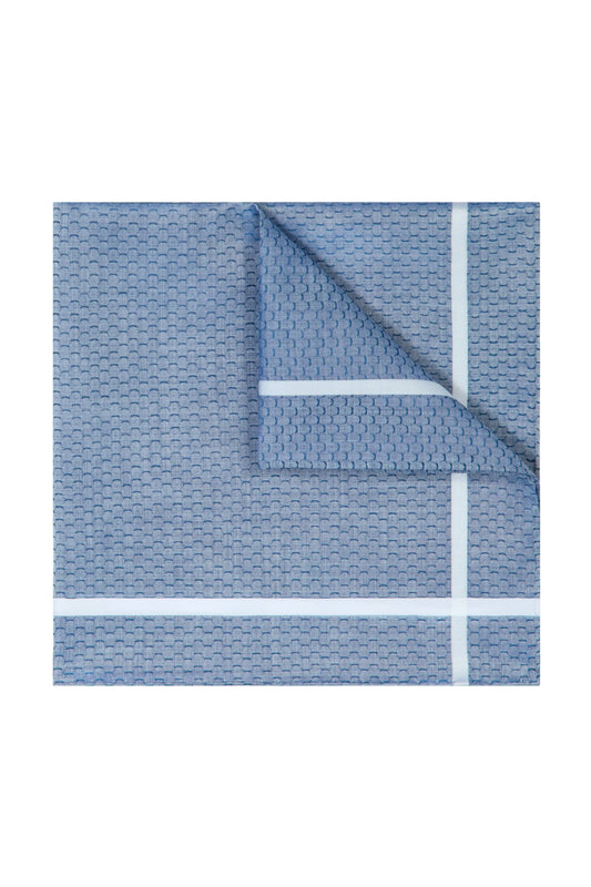 Blue Bubble Jacquard Cotton Pocket Square