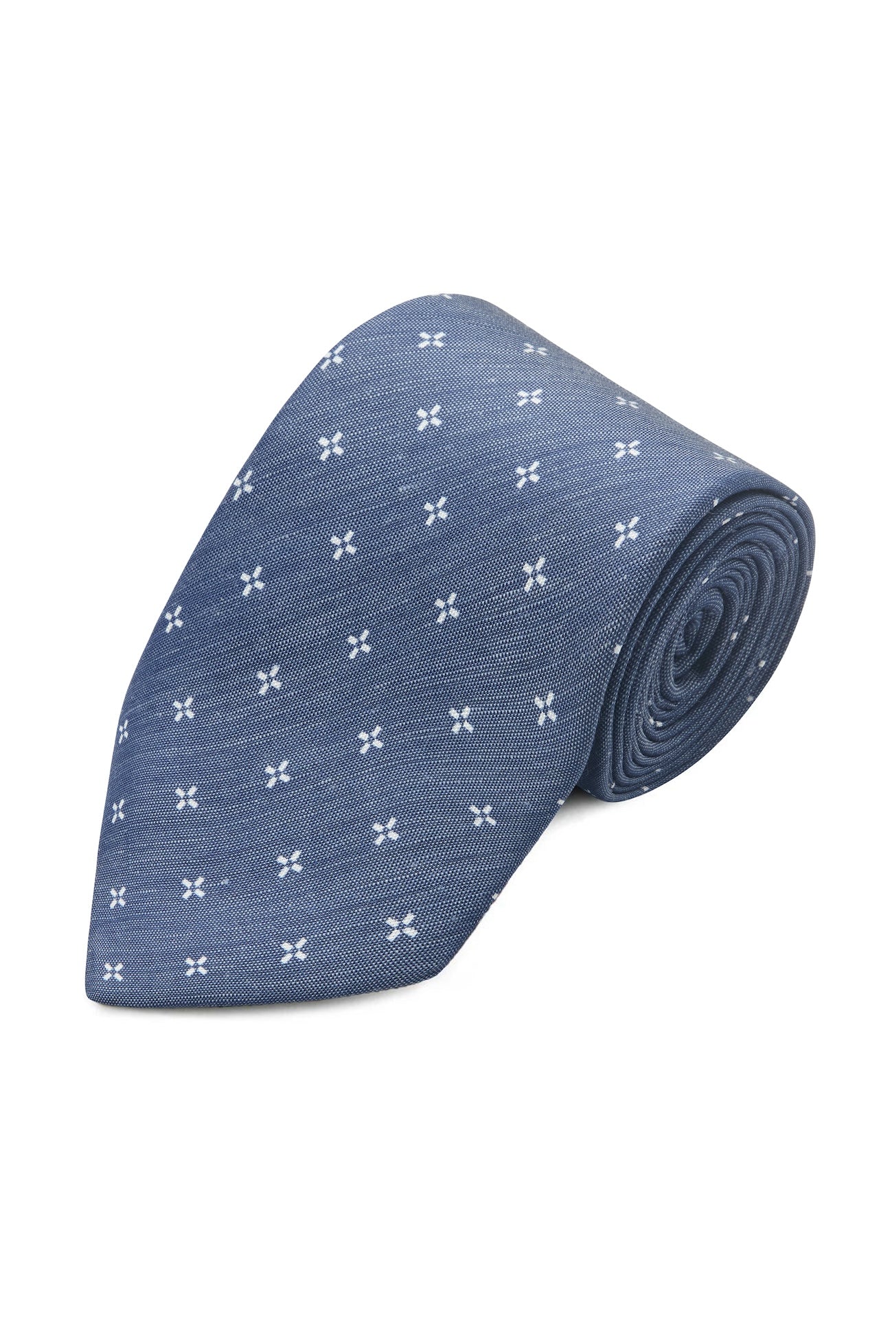 Cross Design Linen/Silk Tie