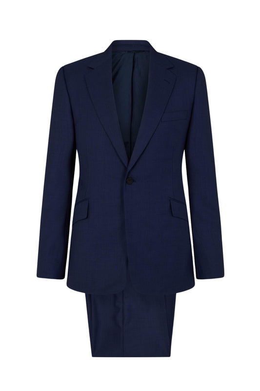 Blue Sharkskin Single Breasted Suit
