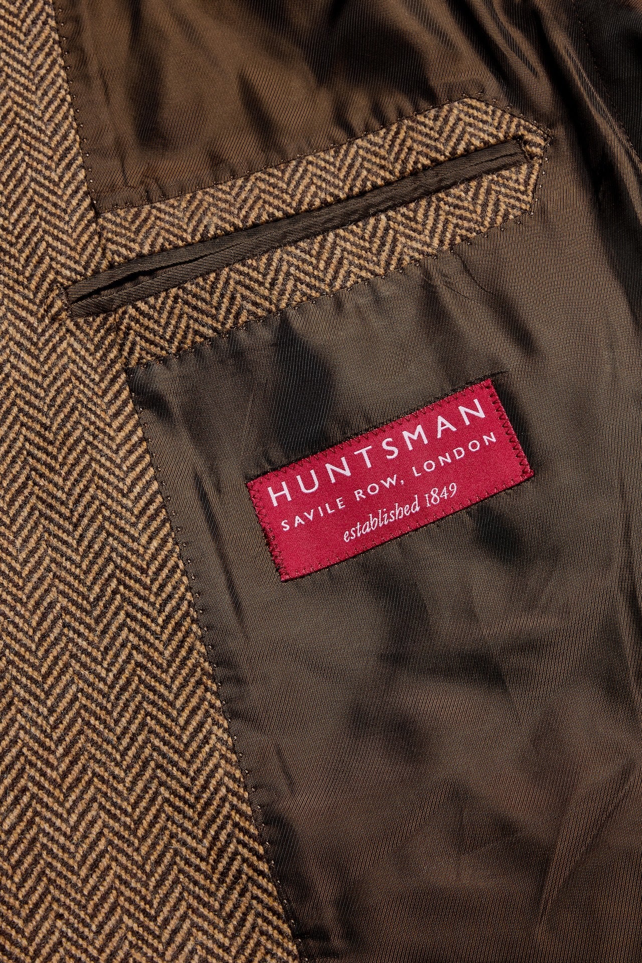 Brown Lambswool Herringbone Single Breasted Jacket