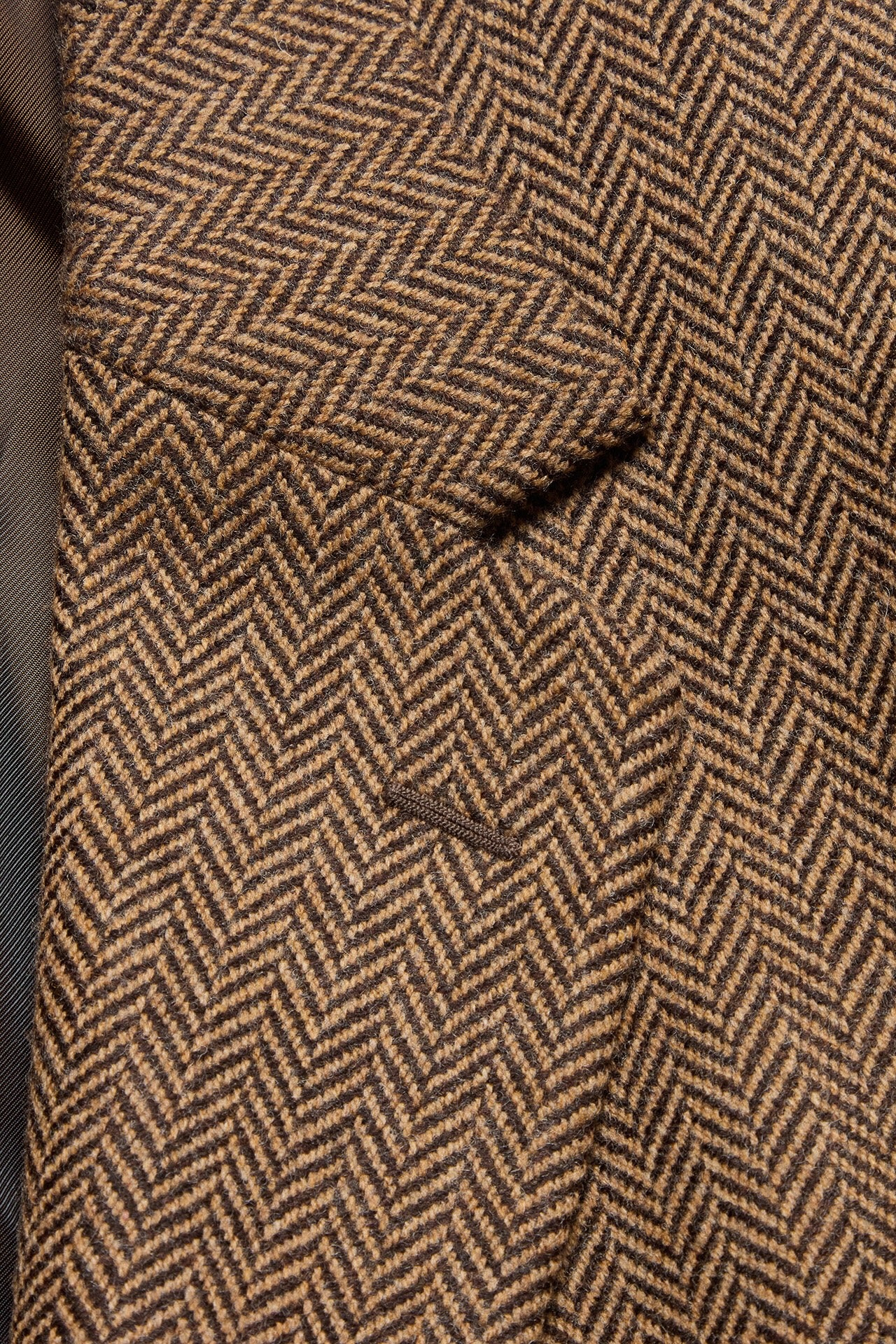Brown Lambswool Herringbone Single Breasted Jacket