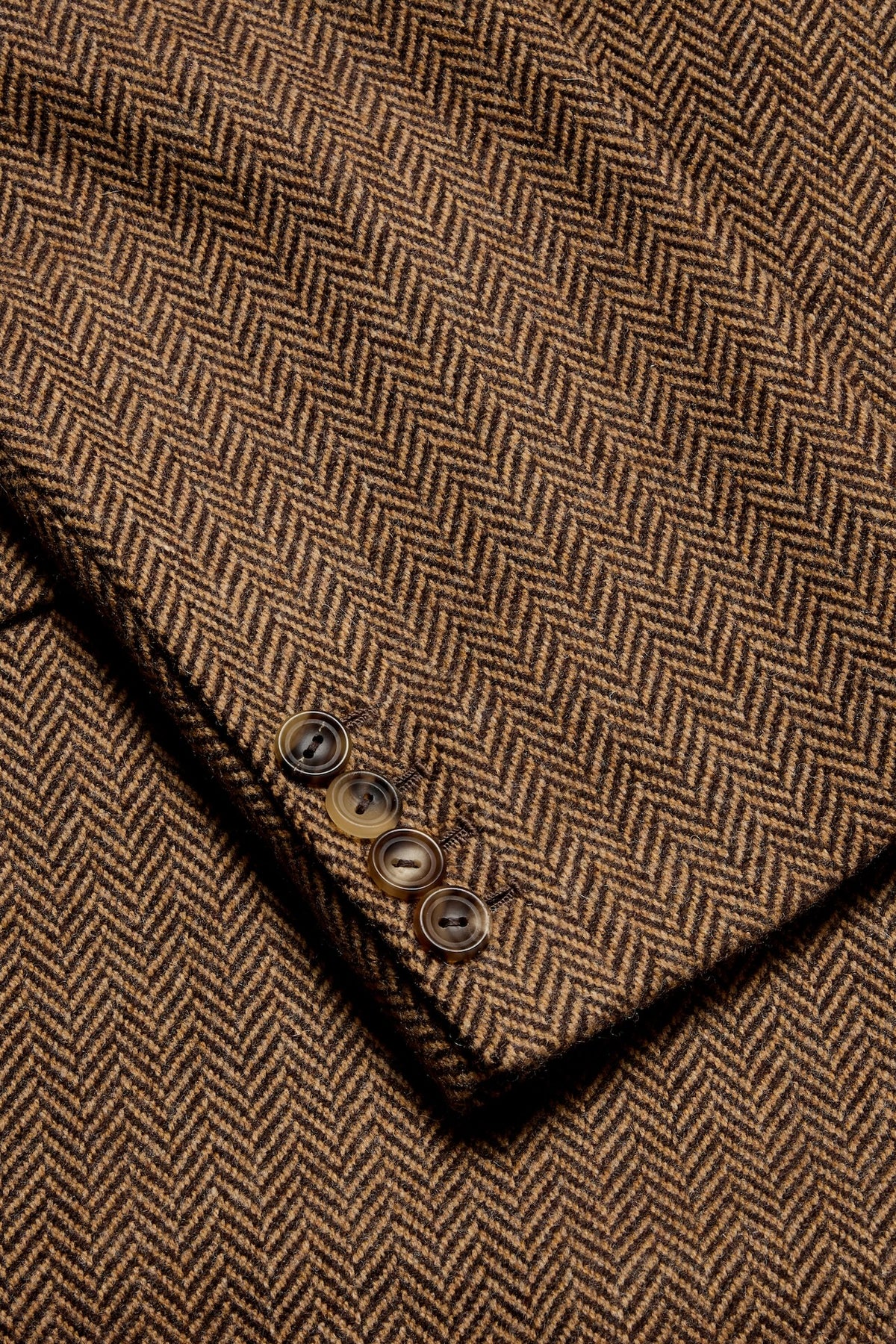 Brown Lambswool Herringbone Single Breasted Jacket