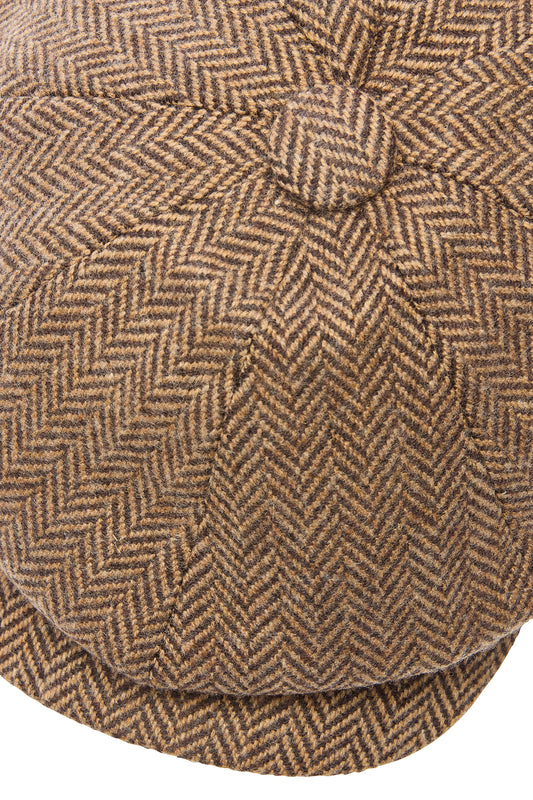 Brown Lambswool Herringbone Towton Cap