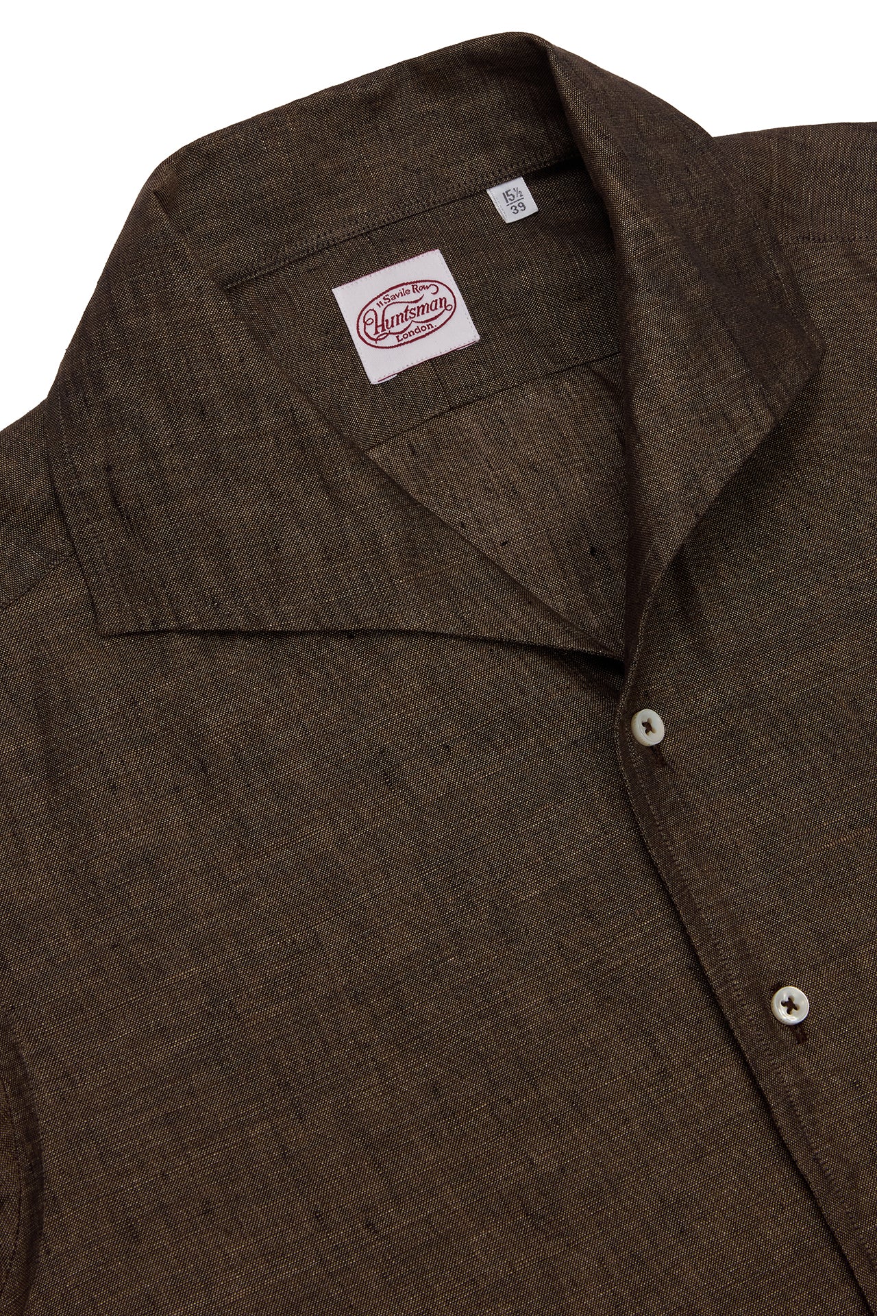 Brown Linen Riviera Collar Single Cuff Shirt