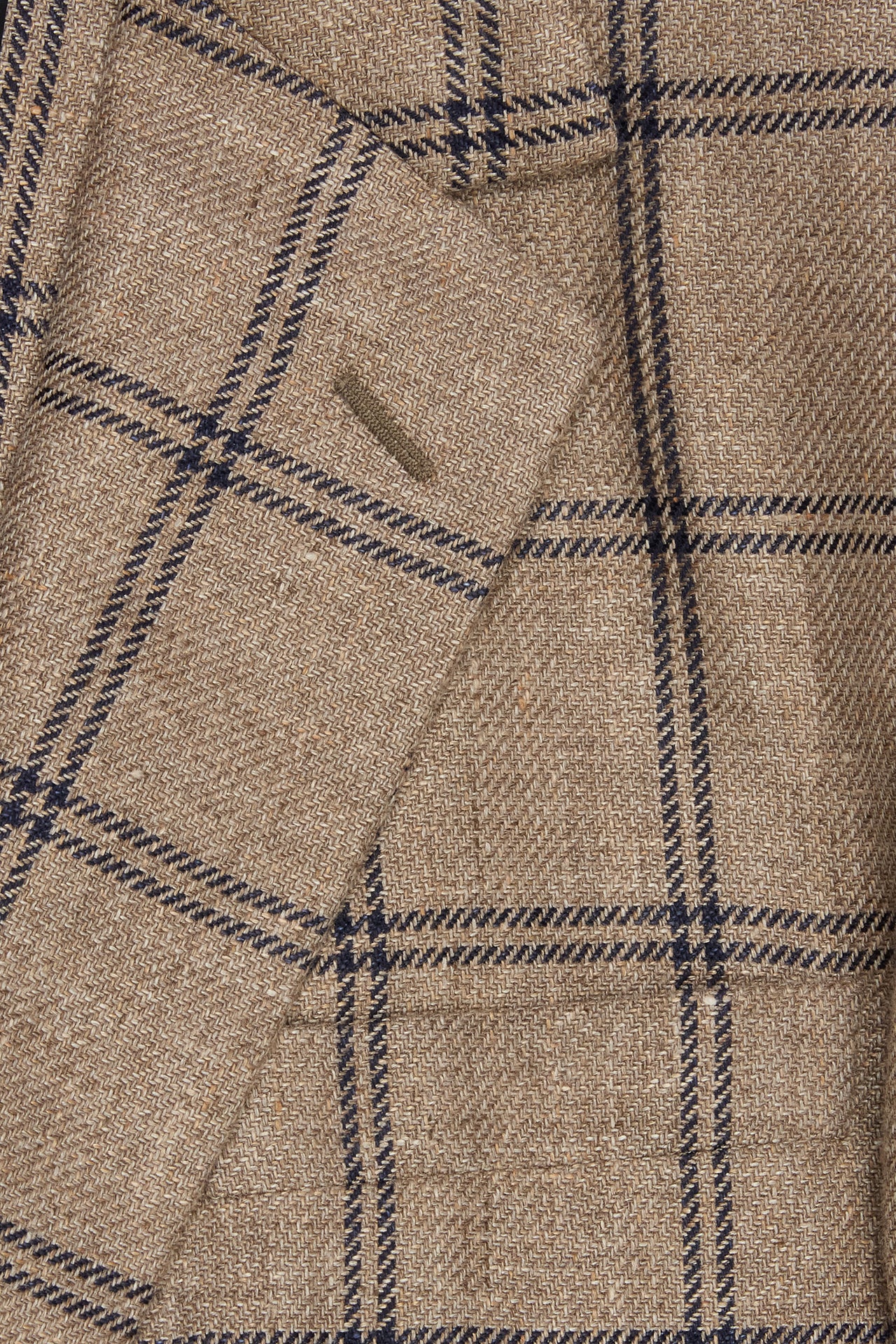 Brown/Navy Overcheck Wool/Silk & Linen Single Breasted Jacket