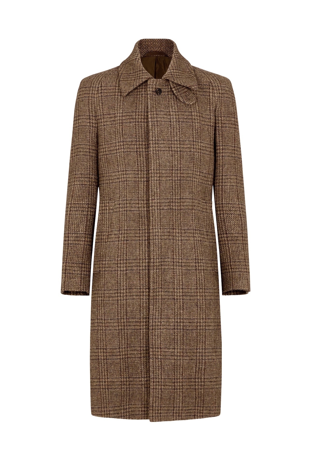 Brown Tweed Balmacaan Overcoat