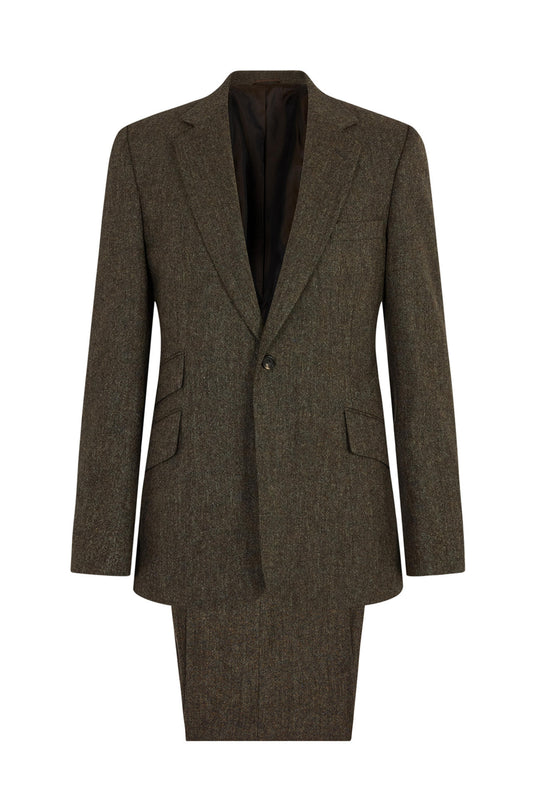 Brown Tweed Single Breasted Suit