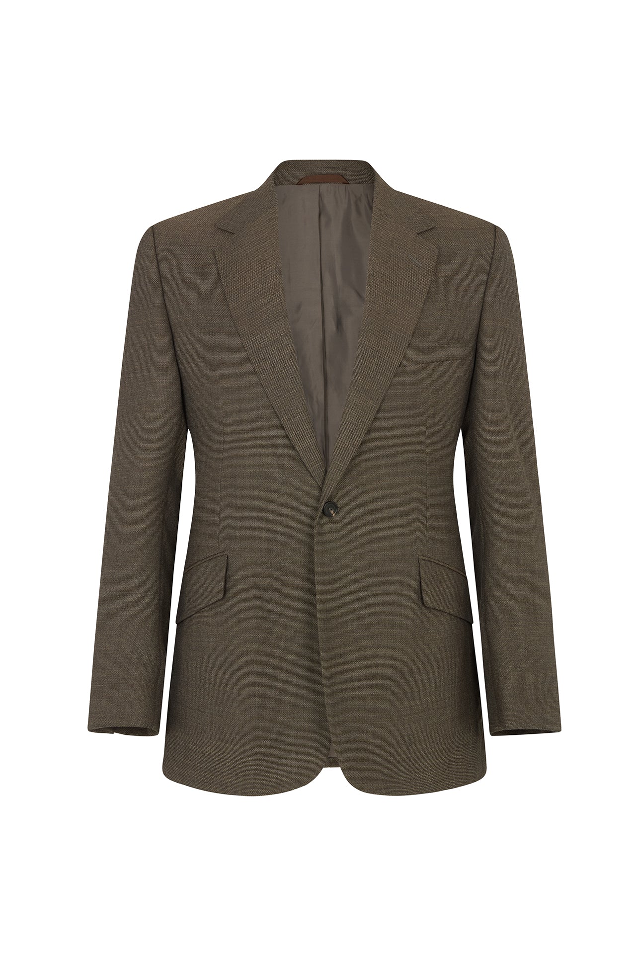 Brown Wool Hopsack Single Breasted Jacket