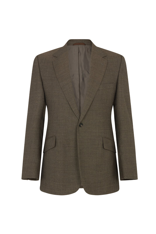 Brown Wool Hopsack Single Breasted Jacket