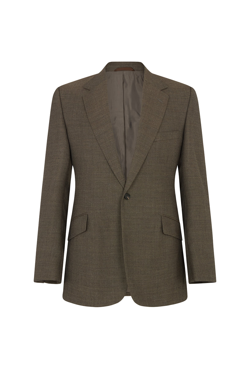 Brown Wool Hopsack Single Breasted Jacket