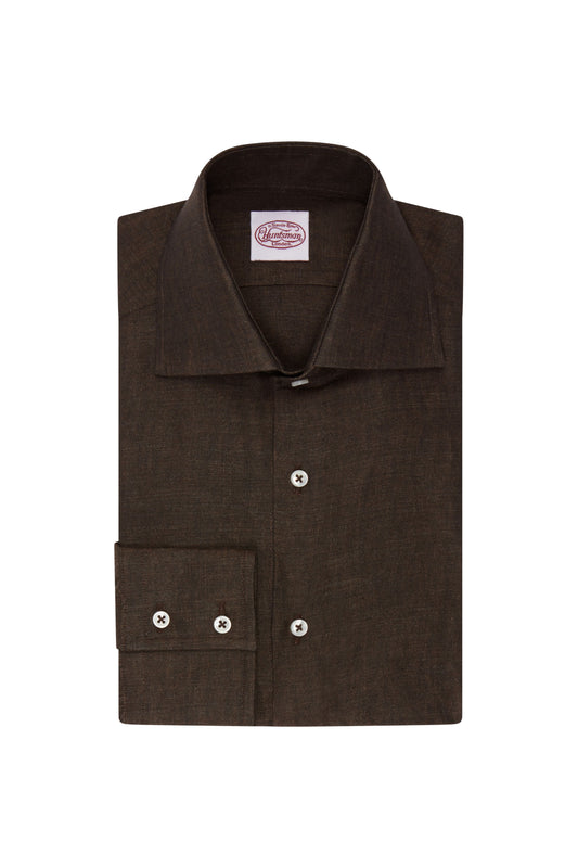Chocolate Brown Chambray Linen Shirt