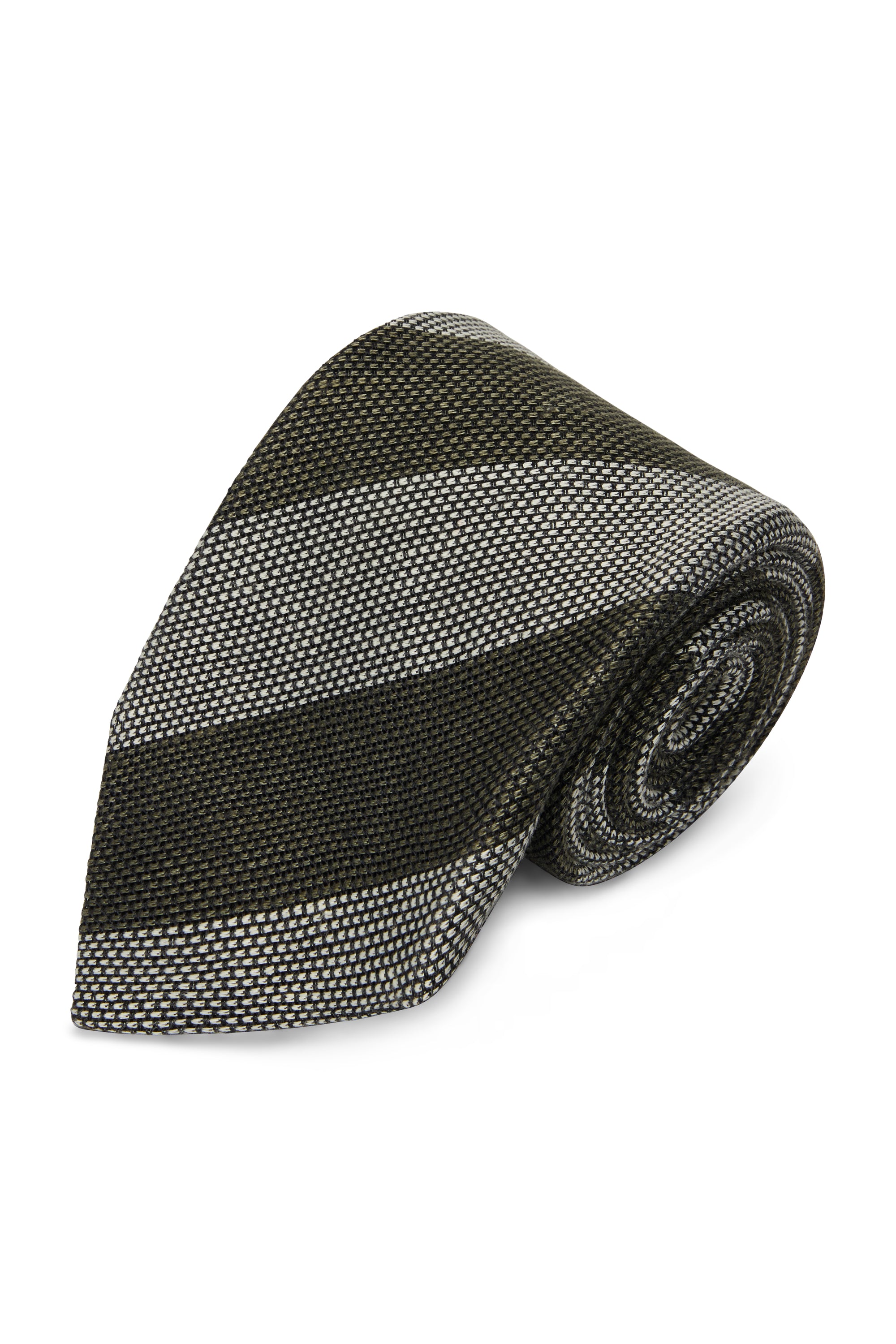 7 Fold Linen/Silk Hopsack Bar Stripe Tie