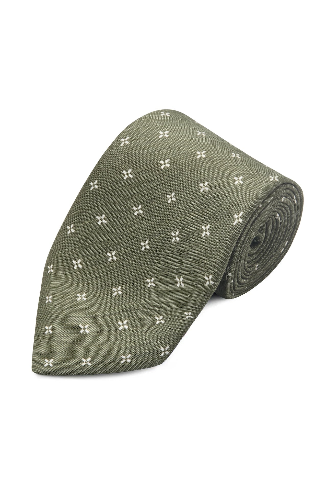 Cross Design Linen/Silk Tie