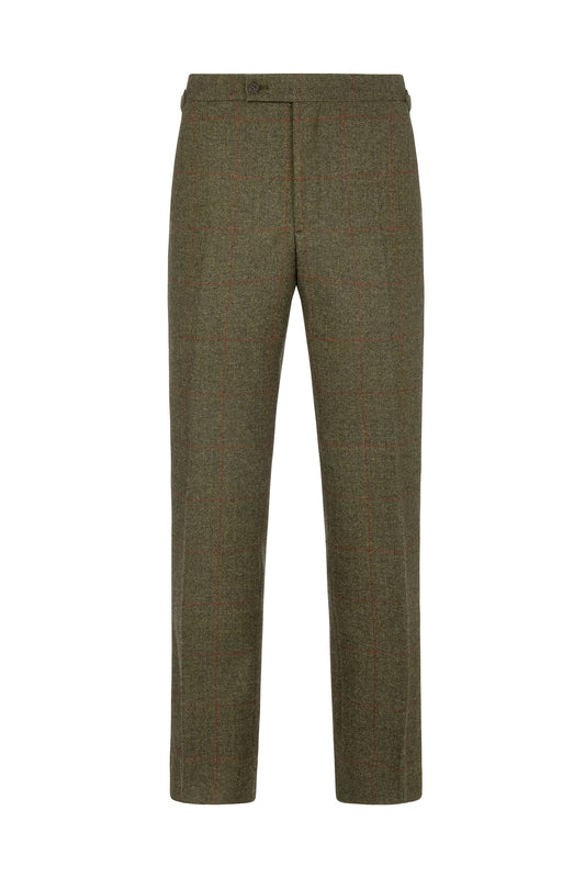 Green Wool Herringbone with Red Overcheck Trousers