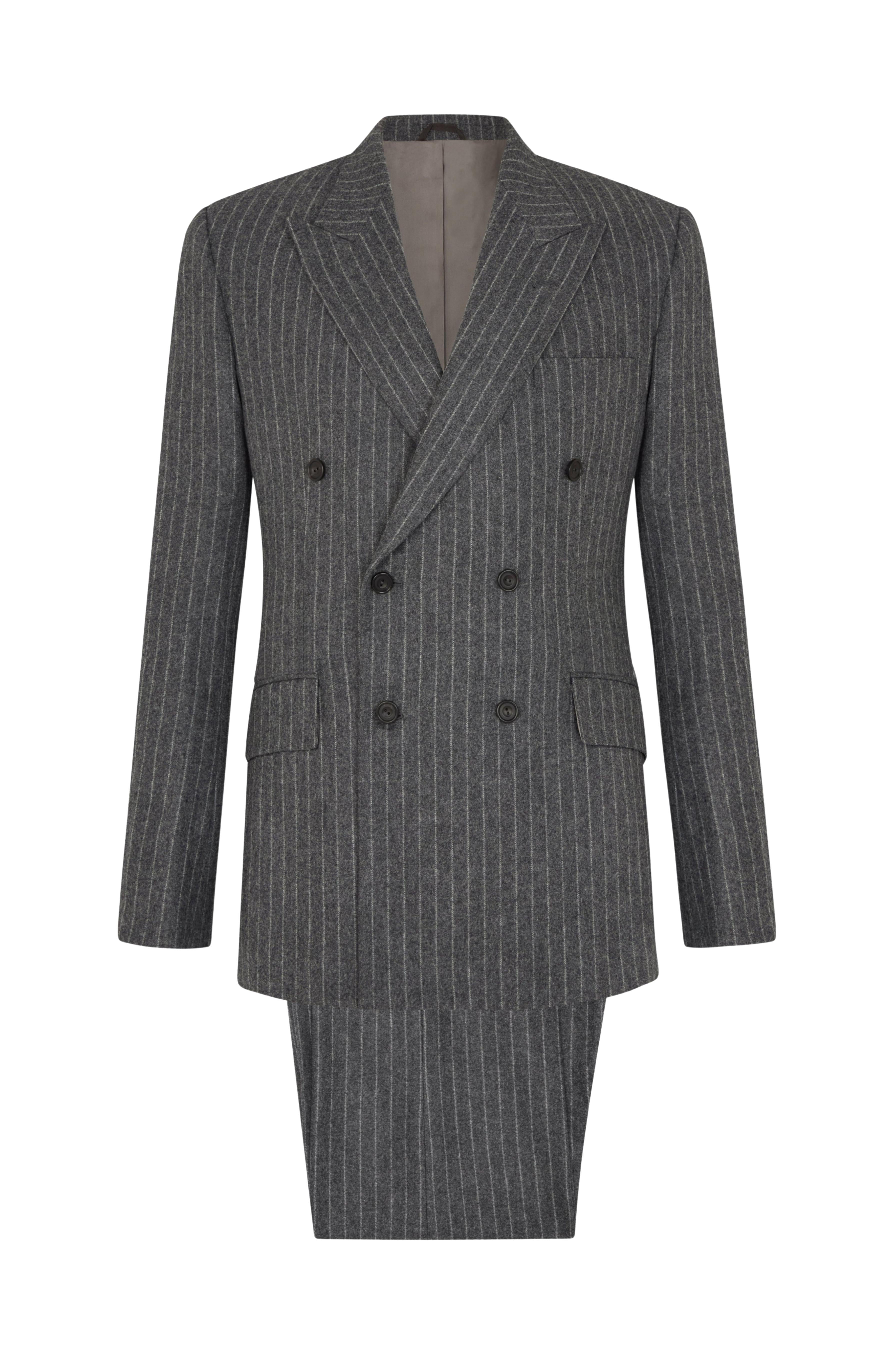 Grey Chalk Stripe Double Breasted Suit – Huntsman Savile Row