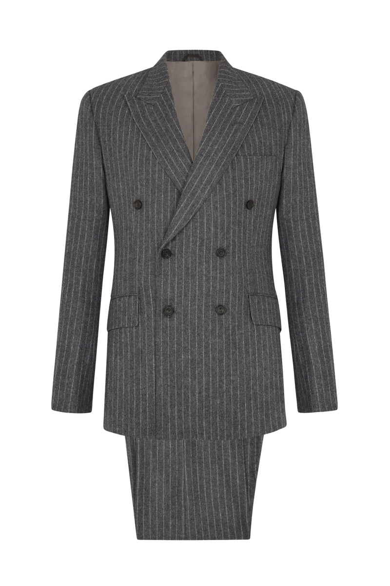 Grey Chalk Stripe Double Breasted Suit