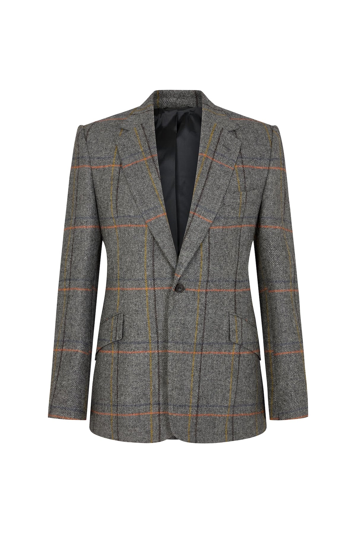Grey Tweed House Overcheck Single Breasted Jacket