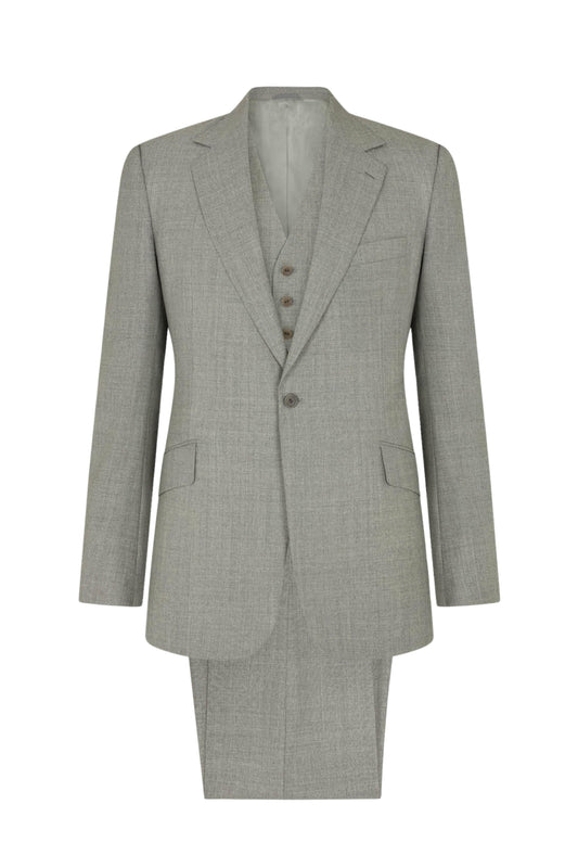 Grey Wool Three-Piece Single Breasted Suit
