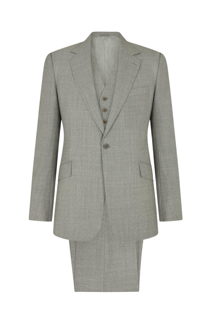 Grey Wool Three-Piece Single Breasted Suit