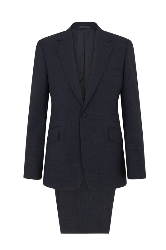 Indigo Micro Houndstooth Single Breasted Suit