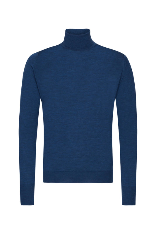 Indigo Merino Wool Rollneck Knitwear