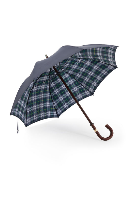 Navy & Natural Cherrywood Double Canopy Umbrella
