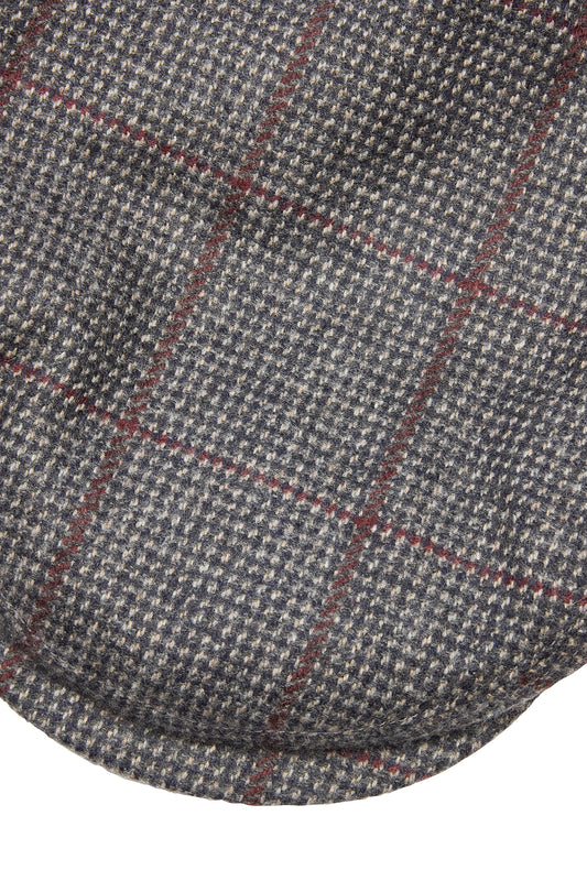 Navy/Burgundy Cashmere Hairline Check Countryman Cap