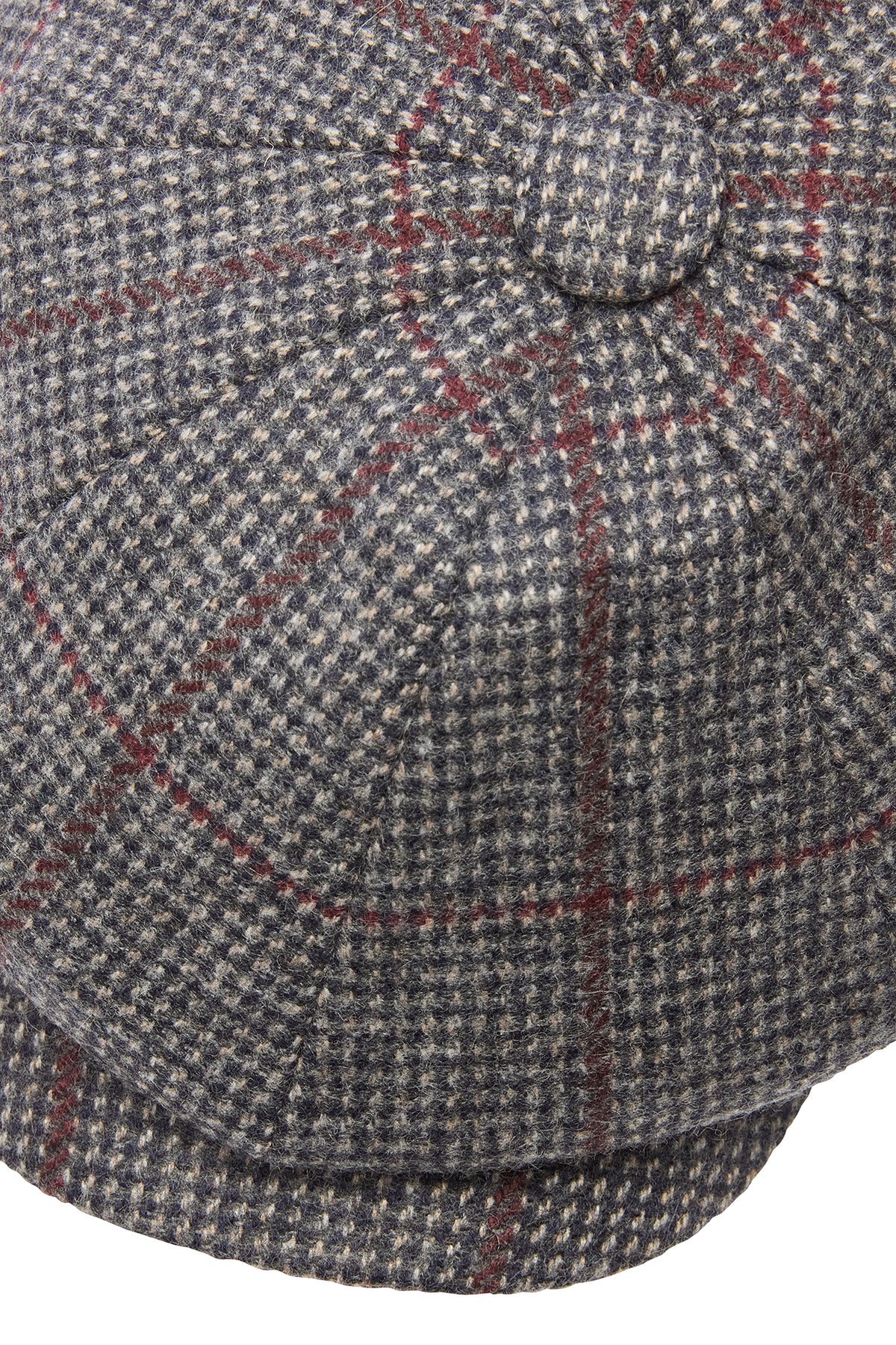 Navy/Burgundy Cashmere Hairline Check Towton Cap